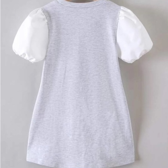 Shein -Girls Letter Graphic Contrast Lantern Sleeve Dress - Picture 2 of 5